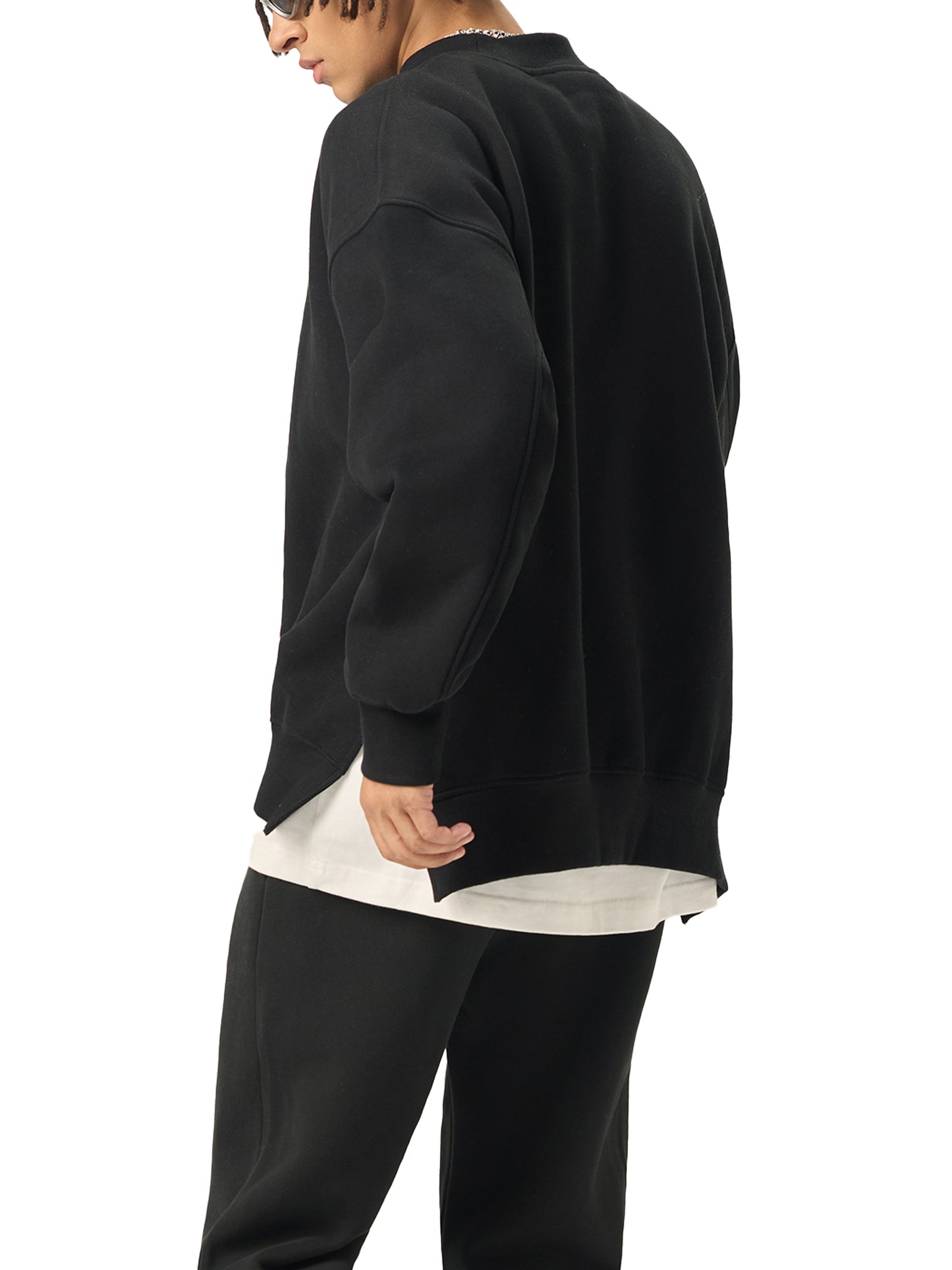 “Support the Hood” Fleece Side Slit Crewneck Sweatshirt