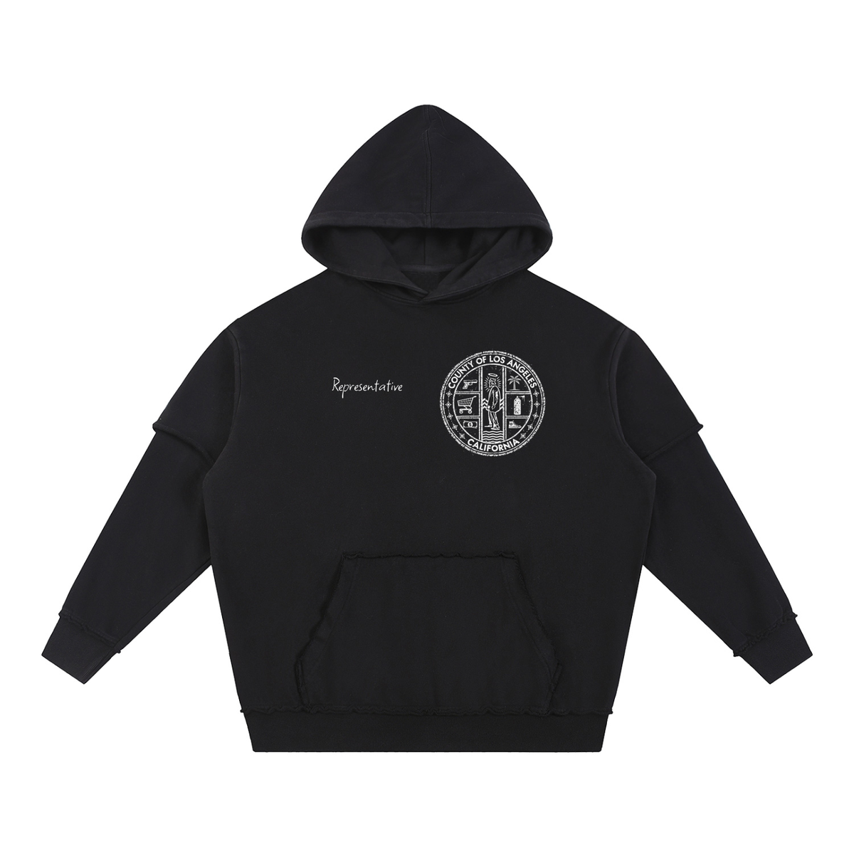 LA COUNTY - Representative Raw Edge Double Layered Hoodie (set)