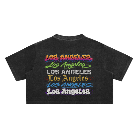 ***(Womens ONLY!) LA fontz -Snow Washed Crop Top