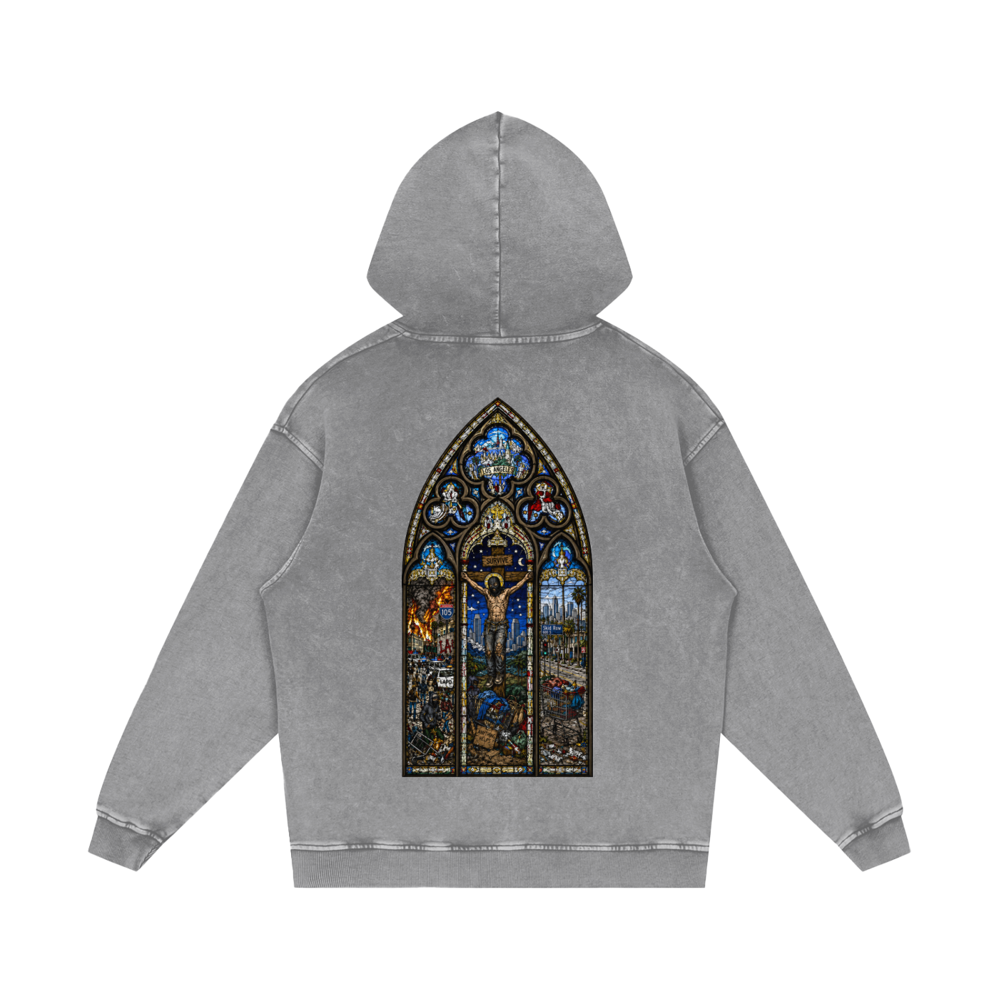 “Pray for me” Snow Washed Loose Hoodie