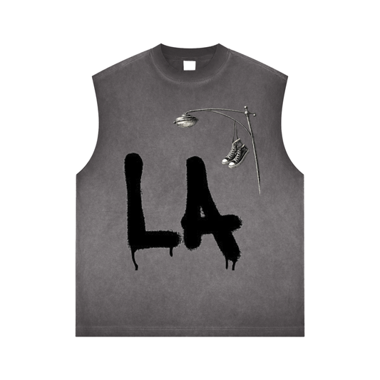 LA tag Reverse Washed sleeveless