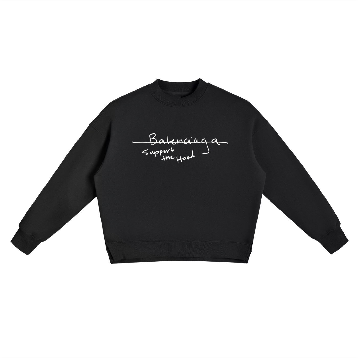 “Support the Hood” Fleece Side Slit Crewneck Sweatshirt