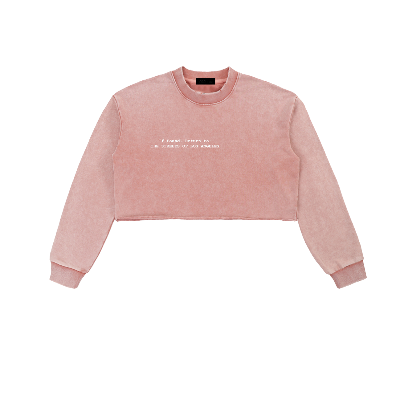 WOMEN’s. (“If Found,” ) -Snow Washed Raw Cropped Sweatshirt