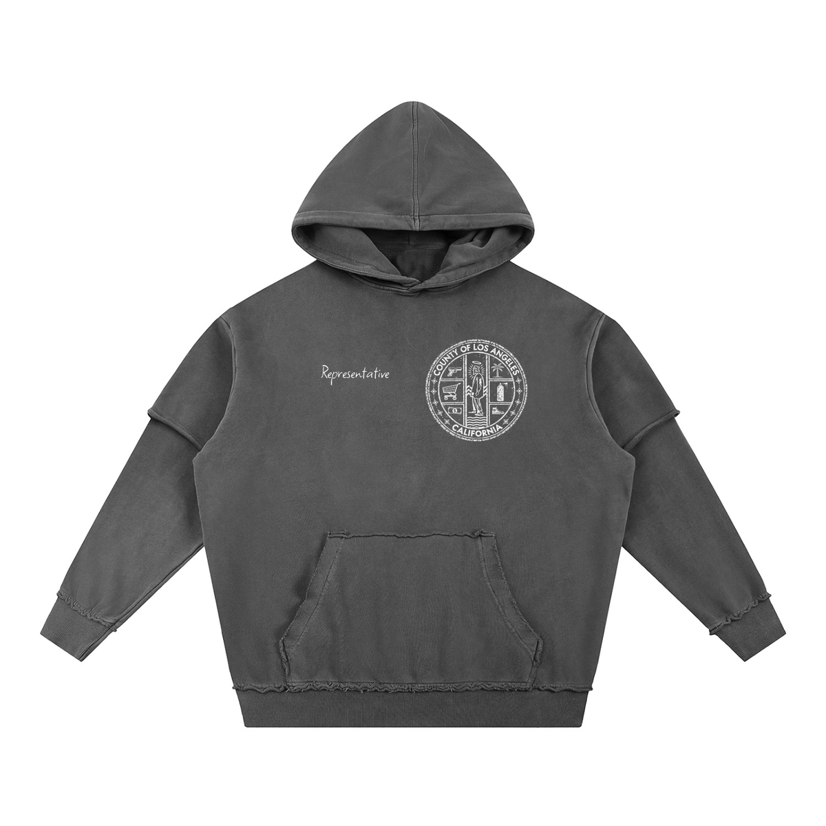 LA COUNTY - Representative Raw Edge Double Layered Hoodie (set)